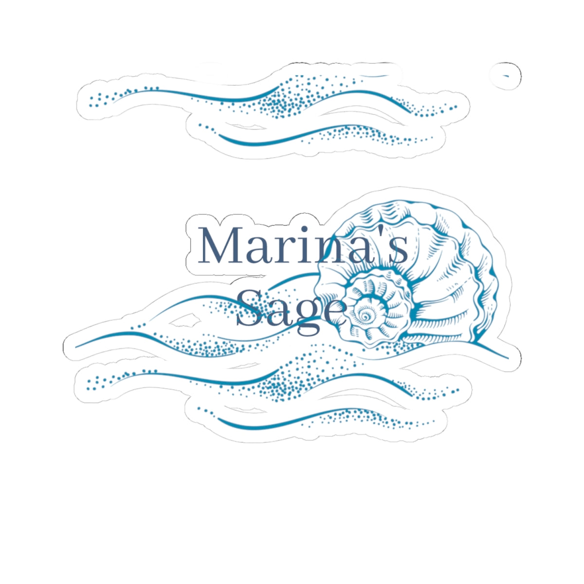Seashell Waves Kiss-Cut Sticker — "Marina's Sage" Nautical Laptop Decal