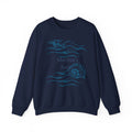 Sea Shell Crewneck Sweatshirt — “Marina’s Sage” Nautical Wave Graphic
