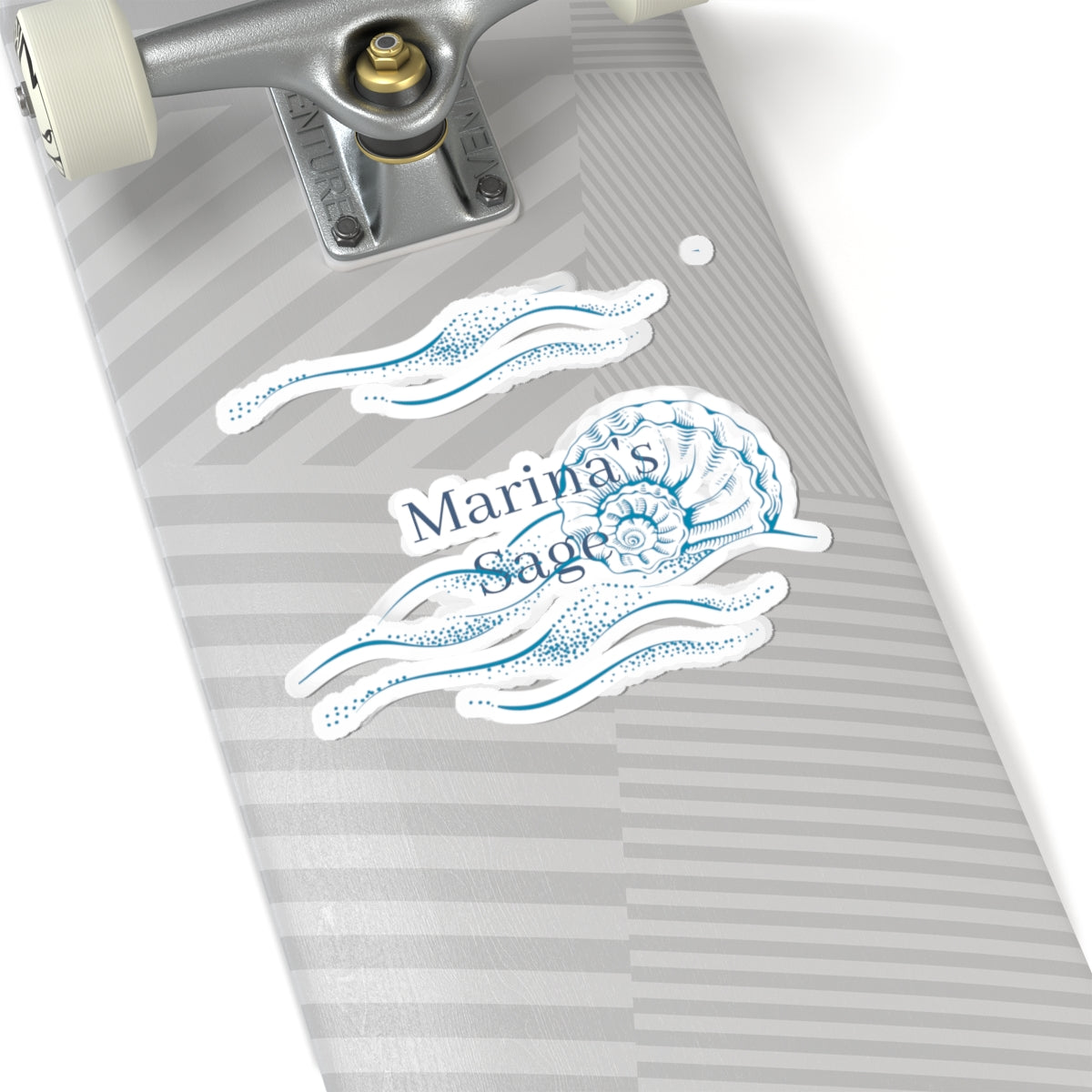 Seashell Waves Kiss-Cut Sticker — "Marina's Sage" Nautical Laptop Decal