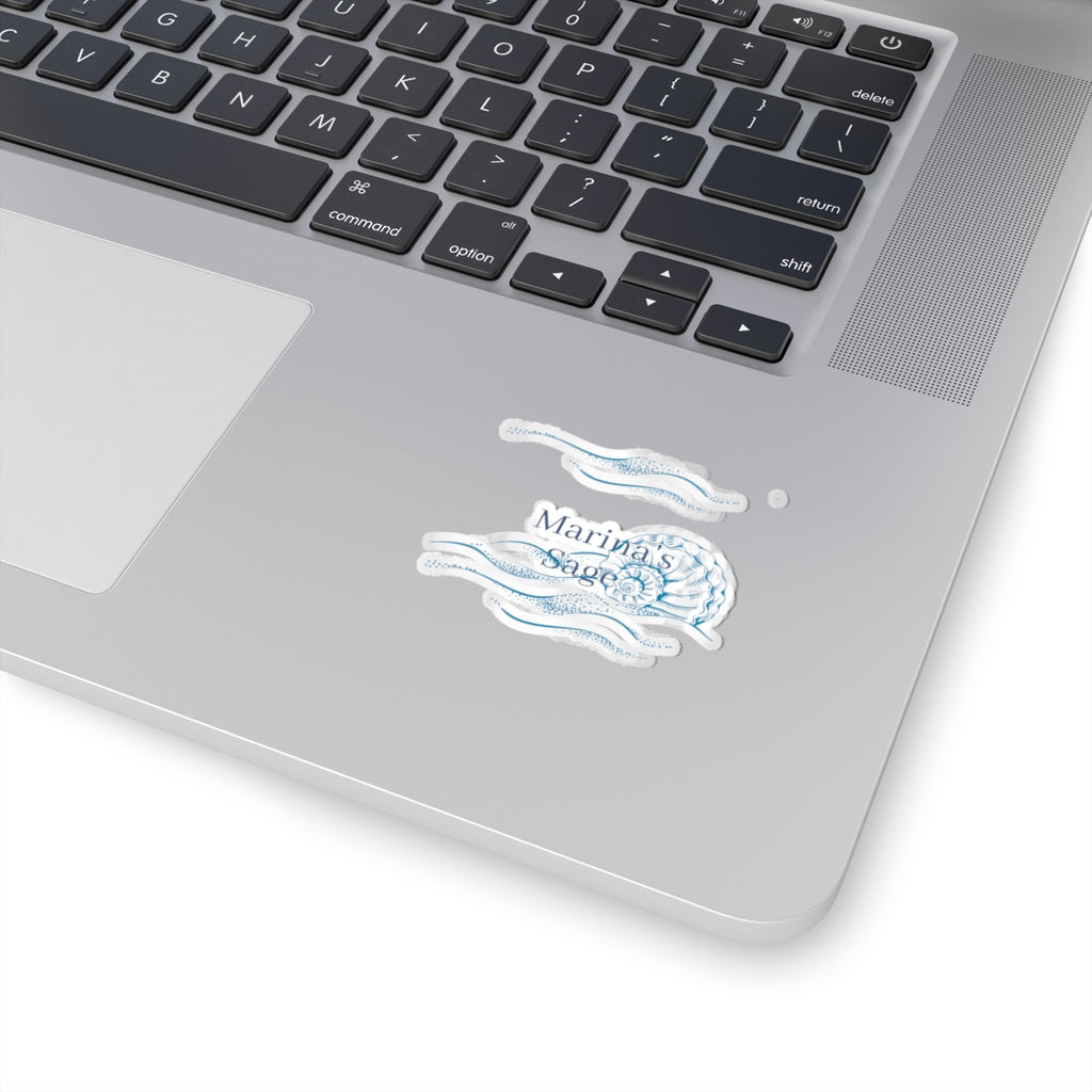 Seashell Waves Kiss-Cut Sticker — "Marina's Sage" Nautical Laptop Decal