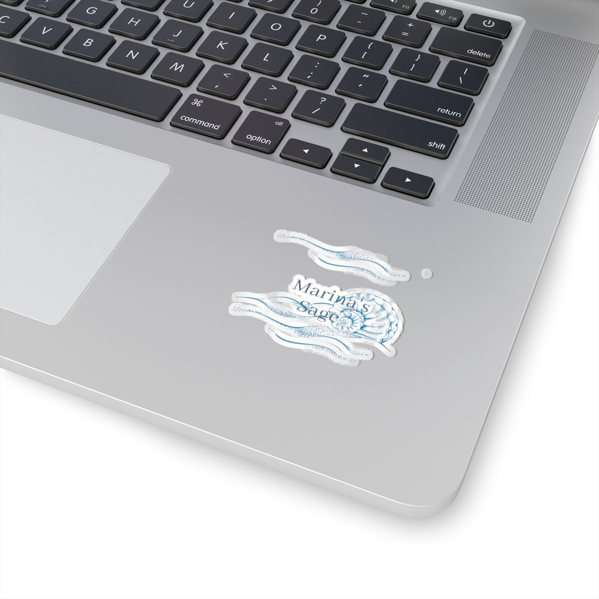 Seashell Waves Kiss-Cut Sticker — "Marina's Sage" Nautical Laptop Decal